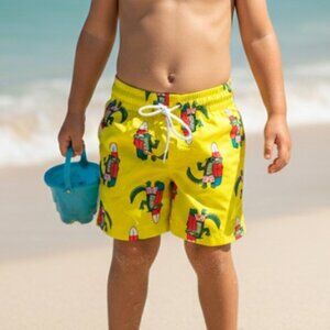 Surfing Alligator Print Swim Shorts Drawstring Lined Quick Dry Kids 6/7